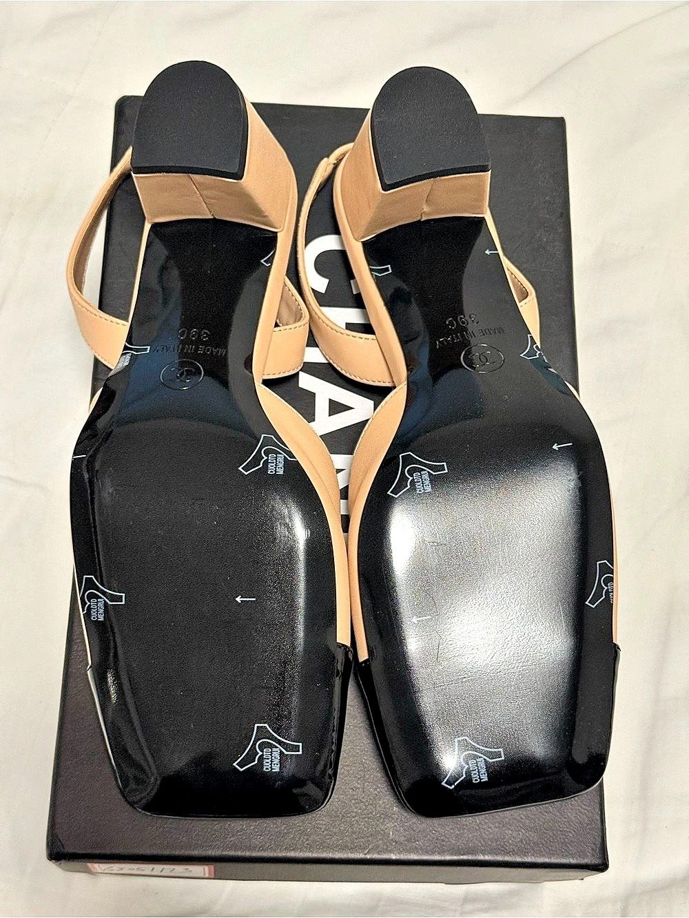 Square Toe Slingback Pumps Beige & Black EU 39 - Picture 3 of 4